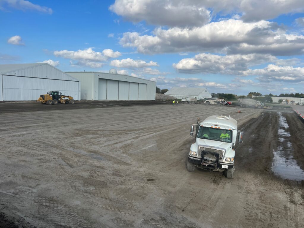 Soil stabilization equipment improving subgrade for site development project