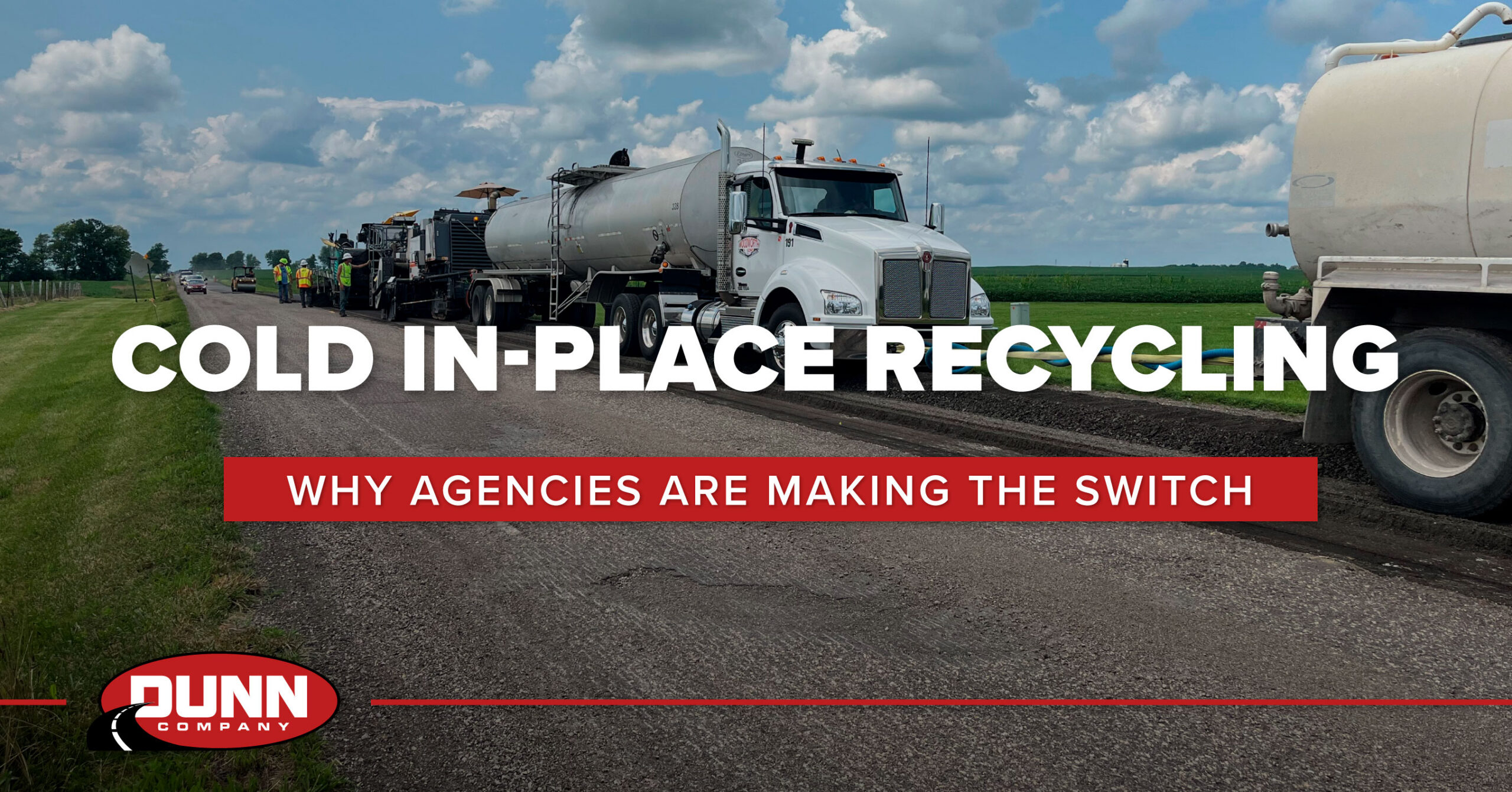 Cold In-Place Recycling (CIR) operation on an Illinois roadway using specialized recycling equipment to rehabilitate existing asphalt pavement.